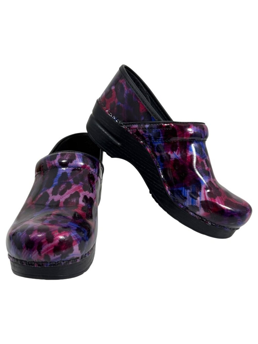 Dansko Women's Professional Clog Leopard Print Patent Leather EUR 38 US 7.5 - 8